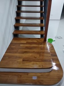 Burmese Teak Wood Staircase at Springwood Crescent